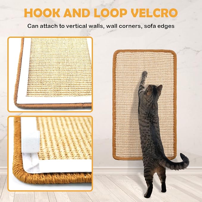 Cat Scratcher Mat, 19.68 x 9.84 Inch Sisal Cat Scratching Pad Rug - Image 2