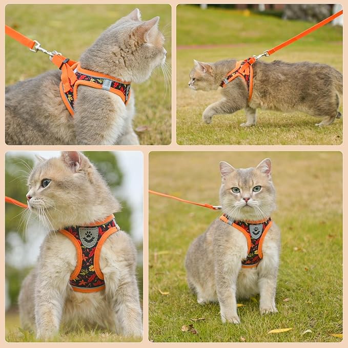 SCENEREAL Fall Thanksgiving Cat Harness and Leash Set Escape Proof, Soft Mesh - Image 5