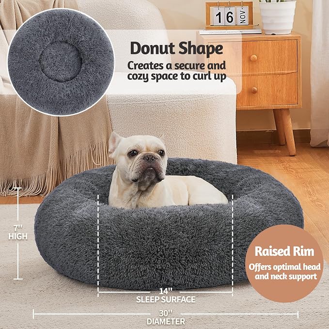 OhGeni 31 inches Calming Donut Orthopedic Dog & Cat Bed - Image 3