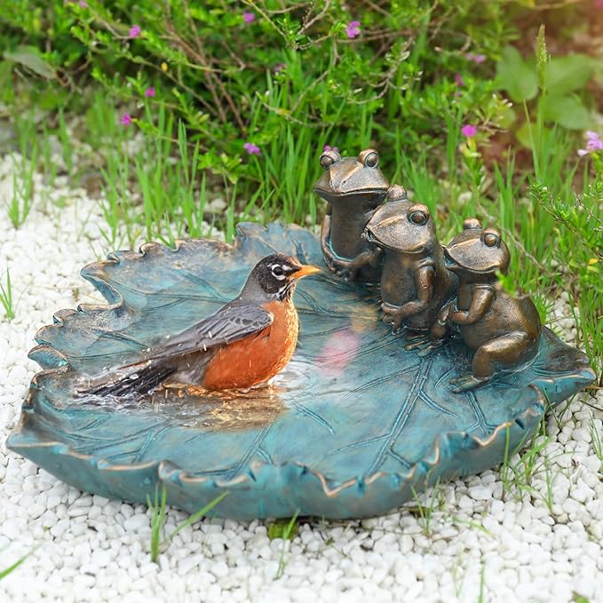 MUMTOP Bird Baths for Outdoors, Antique Outdoor Garden Bird Bath Resin Birdbath - Image 4