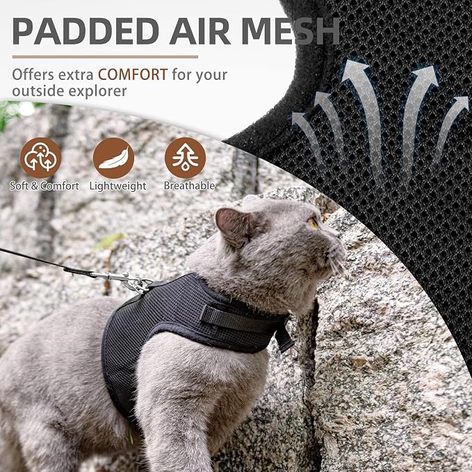 PUPTECK Soft Mesh Cat Vest Harness and Leash Set Puppy Padded Pet Harnesses - Image 2