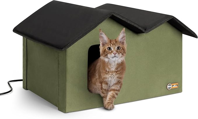 K&H Pet Products Extra-Wide Heated Cat House by KHPetProducts