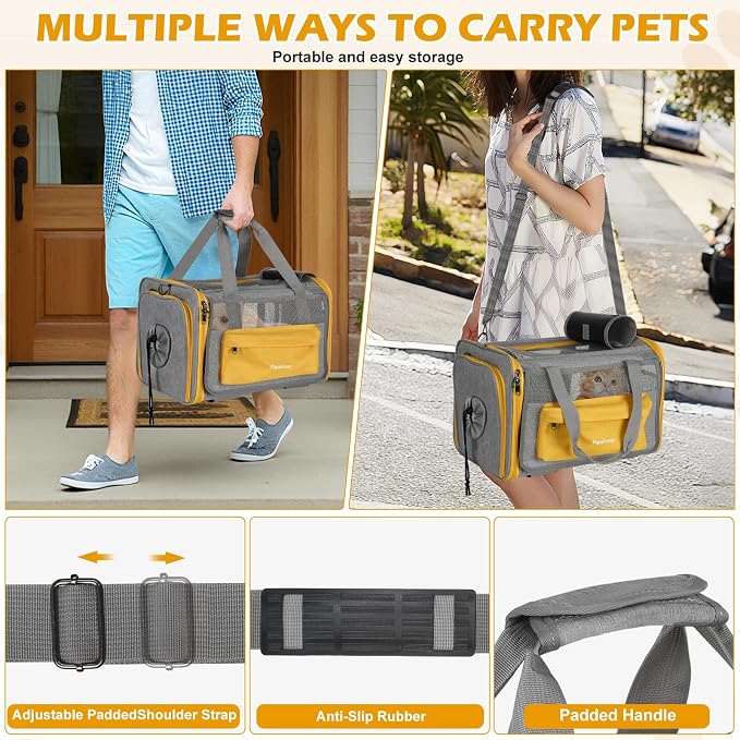 Pawinner Cat Carriers, 17.7"x13"x13" Collapsible Pets Travel Carriers Dog - Image 7