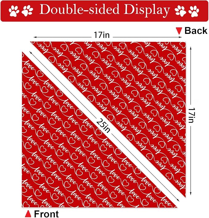Heart Dog Bandanas 2 Pack, Mother’s Day Dog Bandanas, Triangle Reversible Love - Image 6