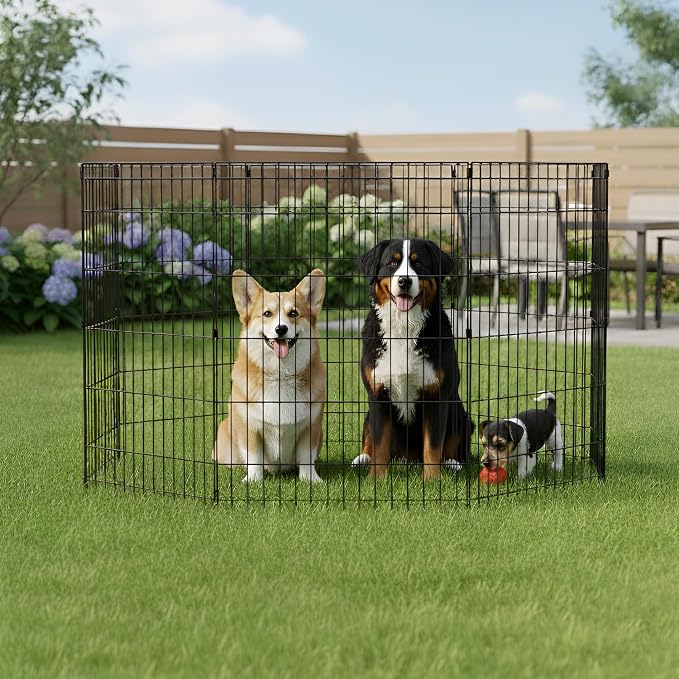 FDW 36 Inch Dog Pen 8 Panel Dog Playpen Indoor Outdoor Metal Puppy Pet Fence - Image 2