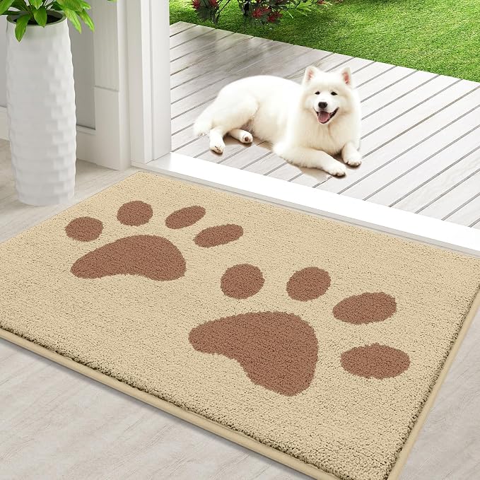 Buganda Dog Door Mat for Muddy Paws, Absorbent Dirt Trapper Washable Indoor by Buganda