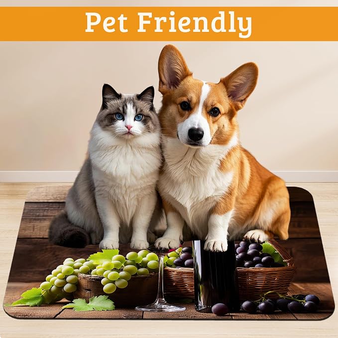 Pet Feeding Mat, Non-Slip Water Bowl Placemat, Pet Supplies 16" x 24" - Image 2