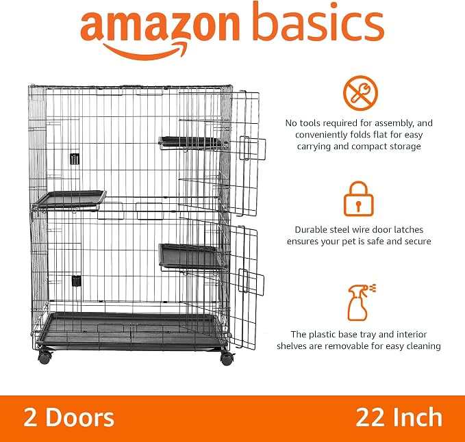 Amazon Basics Large 3-Tier Cat Cage Playpen - Image 2