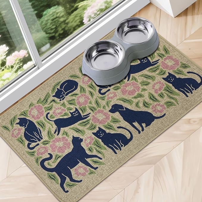 SHIYUE Dog Food Mats for Floors, Absorbent Cat Bowl for Food and Water by LovingLifeGifts