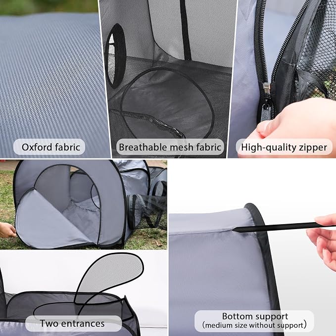 Dog Playpen with Surround Tunnel, Outdoor/Indoor Cat Playpen with Breathable - Image 5