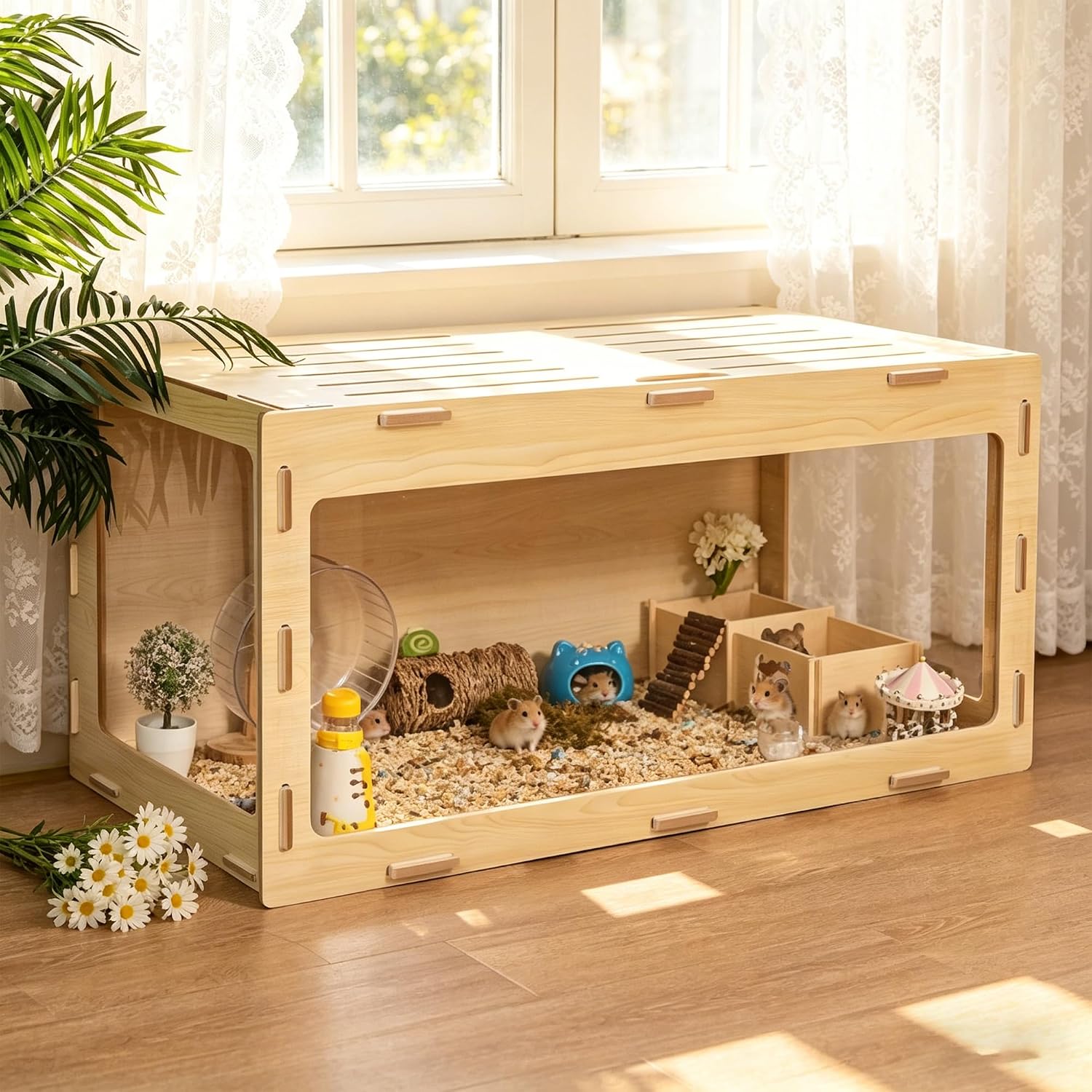 COZIWOW Wooden Hamster Cage, 32x16x16 Inch - GlobalHabitat Supply
