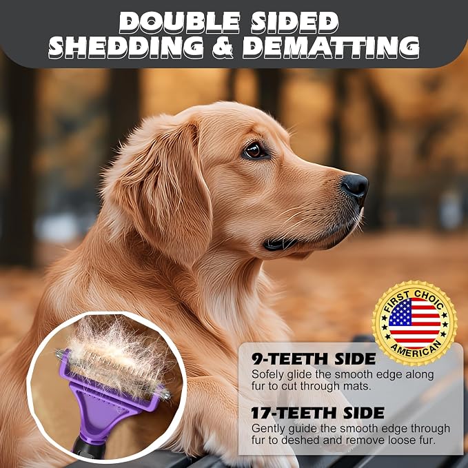 3PCS Pet Grooming Rake & Metal Comb & Flea Comb - Image 3