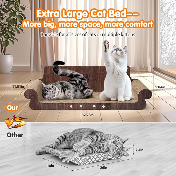 Extra Large Cat Scratcher Bed, 32 Inch Cat Scratching Board Cat Couch, Durable - Image 4