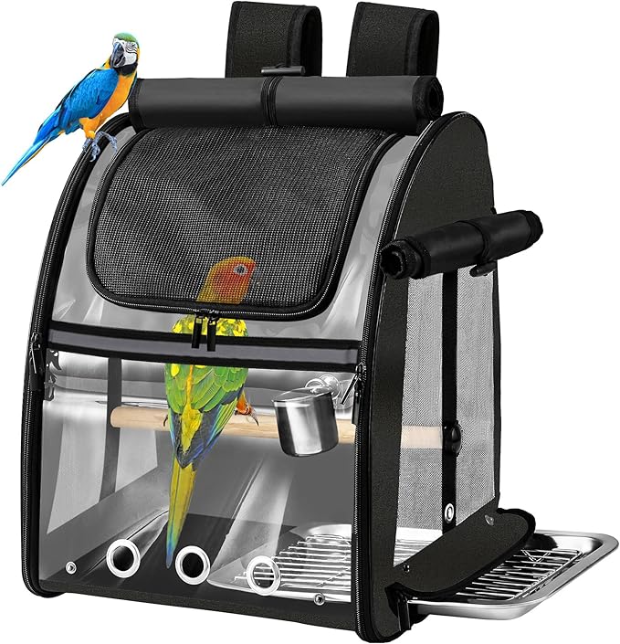 SUERTREE Bird Carrier Bag with Indestructible Stainless Steel Mesh, Bird Travel by Suertree
