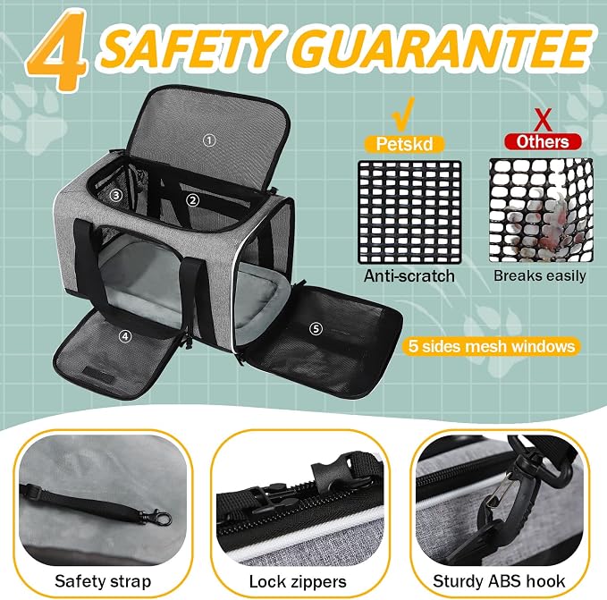 Petskd Pet Carrier 17x11x10.5 Delta American United Airline Approved, Pet - Image 5