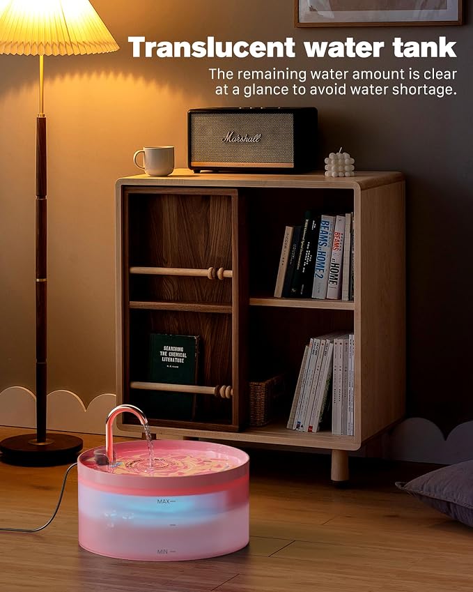 Pink Cat Water Fountain:108oz/3.2L Cat Fountain Super Silent Pet Water Fountain - Image 3