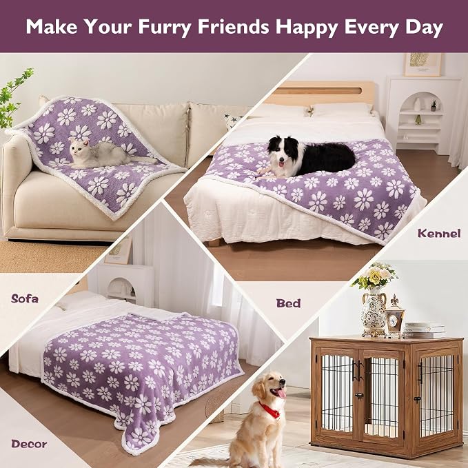 Waterproof Blanket for Dog Cat or Adult, Cute 3D Textured Flower Dog Blanket - Image 4