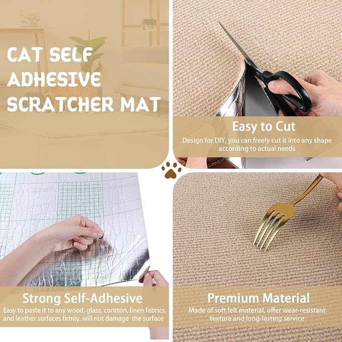 Climbing Cat Scratcher Mat Trimmable Cat Scratching Post Carpet 39.3’’x15.8’’ - Image 3