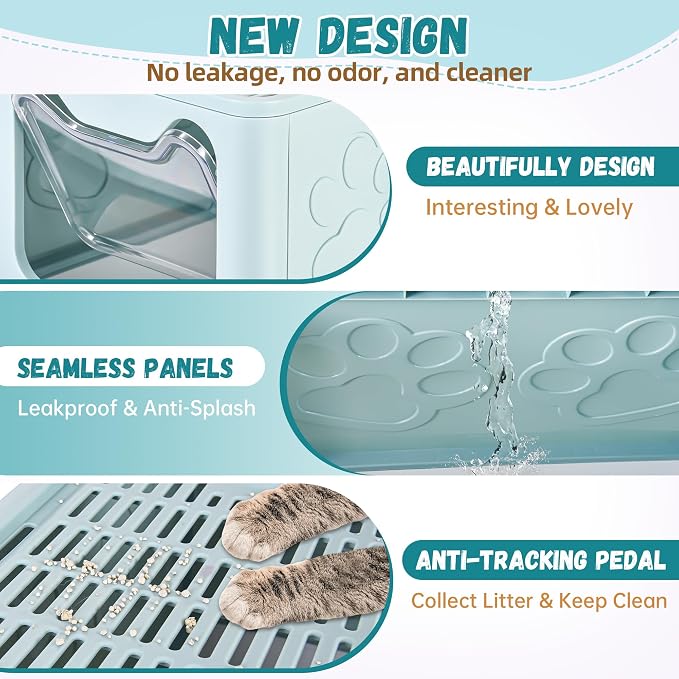 Enclosed Cat Litter Box with Lid Foldable Potty, Drawer Type Extra Large Cover - Image 5