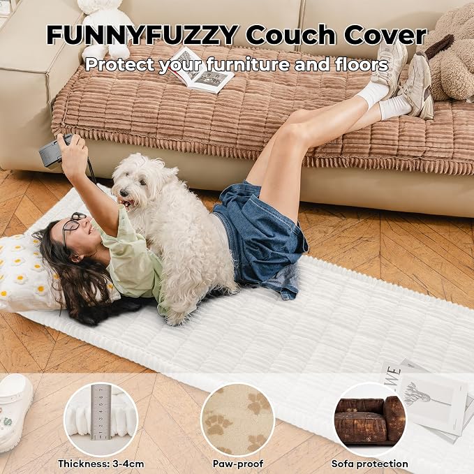 FUNNY FUZZY Pet Couch Covers for Sofa, Washable Dog Couch Cover Protector for - Image 2