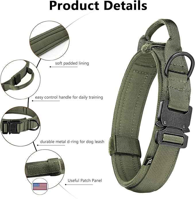 DAGANXI Tactical Dog Collar, Adjustable Military Training Nylon Dog Collar