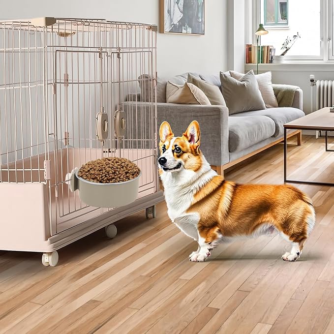 4 Pieces Crate Dog Bowl, Removable Stainless Steel Pet Kennel Hanging Food - Image 3