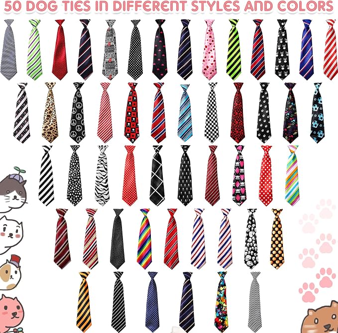 Reginary 50 Pcs Large Dog Neck Ties Bulk, Adjustable Pet Collar Grooming - Image 4