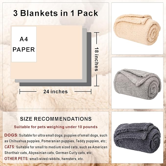 3 Blankets, Dog Cat Pet Blanket, Soft Warm Fleece, - Image 2