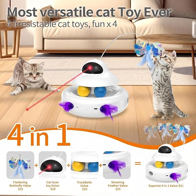 Interactive Cat Toys for Indoor Cats, 4-in-1 Automatic Kitten Toy - Image 3