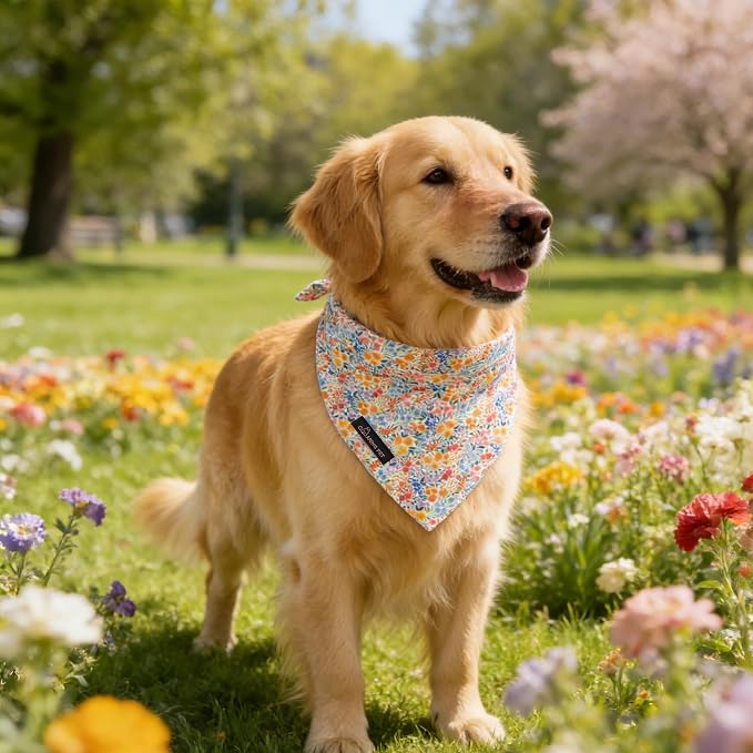 ARING PET Girl Dog Bandana, Spring Summer Daisy Floral Pet Bandana Scarf - Image 5