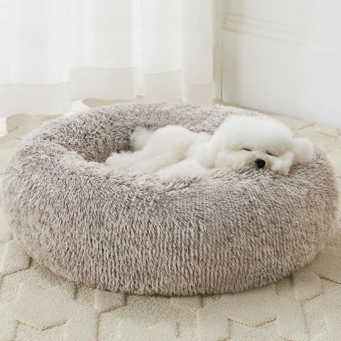 WNPETHOME Calming Dog Bed Cat Bed Donut, Faux Fur Pet Bed Self-Warming Donut by WNPETHOMEPETSHOME
