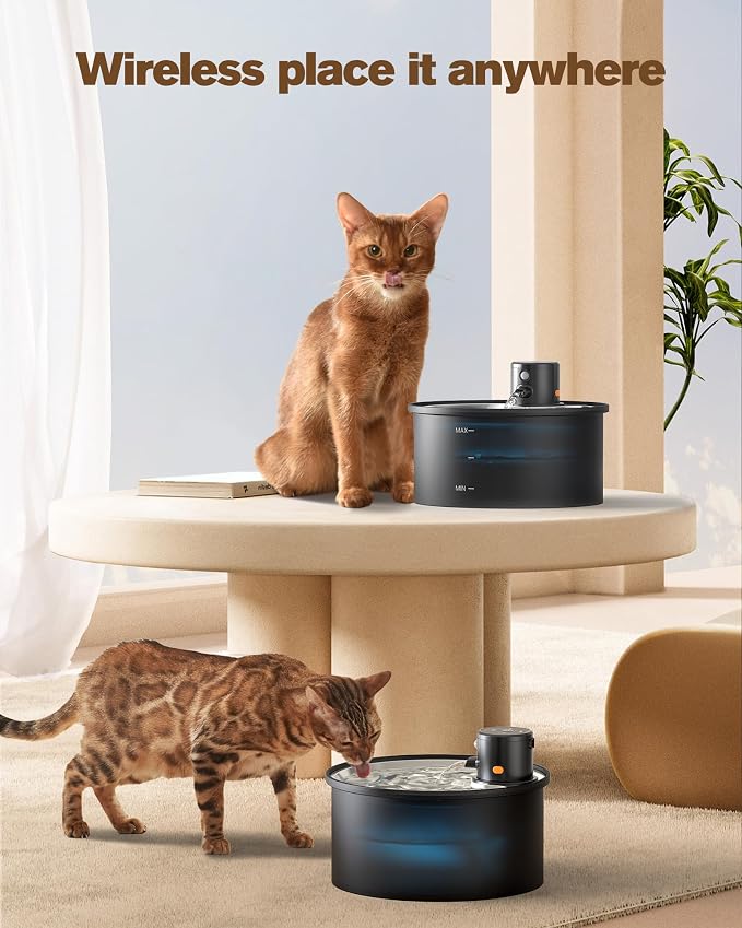 Wireless Cat Water Fountain Cordless: 108oz/3.2L Battery Operated Pet Fountain - Image 4