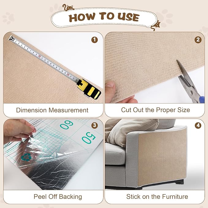 Eunice Cat Scratching Mat, Self-Adhesive Cat Scratch Carpet, Trimmable - Image 4