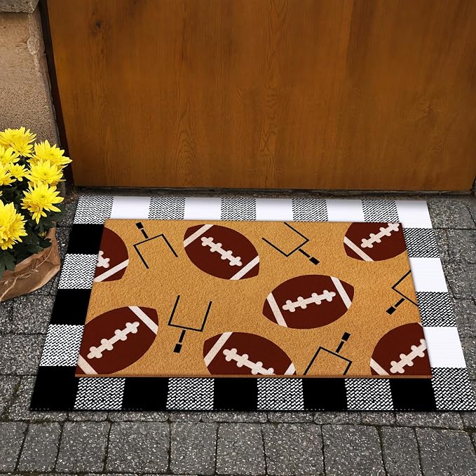 Tinideya 2 Pcs Football Theme Door Mat American Ball Design Welcome Non Slip - Image 4