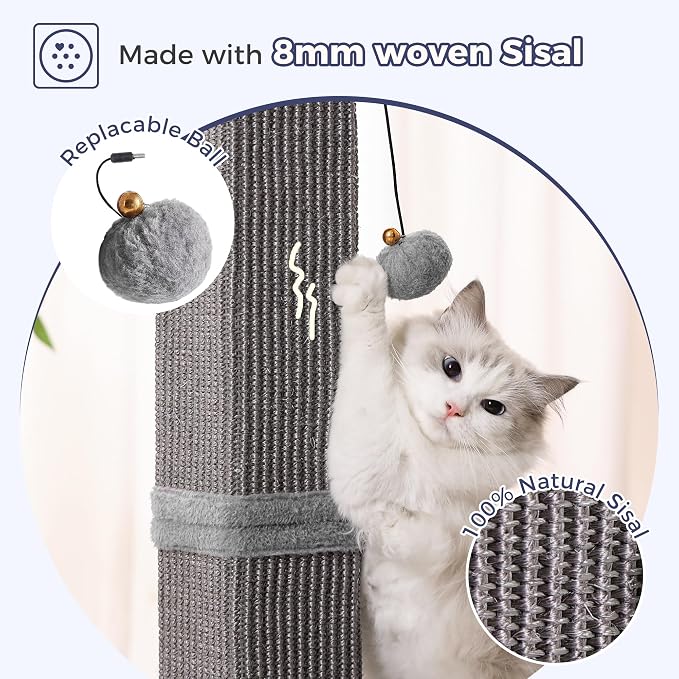 Large Cat Scratching Post with Heavy Duty Base 33" Sturdy Square Sisal Scracher - Image 3