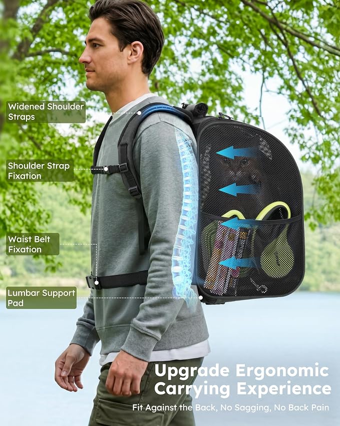 Pecute Cat Backpack with Widened Interior Space, Upgraded Dog Backpack Carrier - Image 6