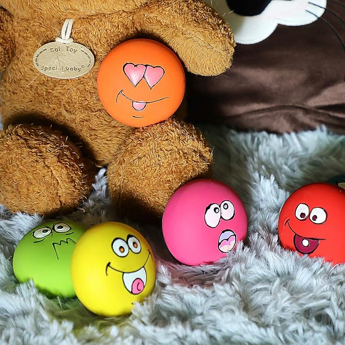 Smile Face Dog Squeaky Toys Soft Latex Squeak Balls - Image 2