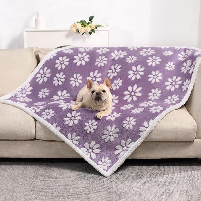 Waterproof Blanket for Dog Cat or Adult, Cute 3D Textured Flower Dog Blanket - Image 6