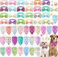 Sanwuta 50 Pcs Dog Bandanas and Collar Bow Ties Set 25 Bandanas Bulk 25 Charm by Sanwuta