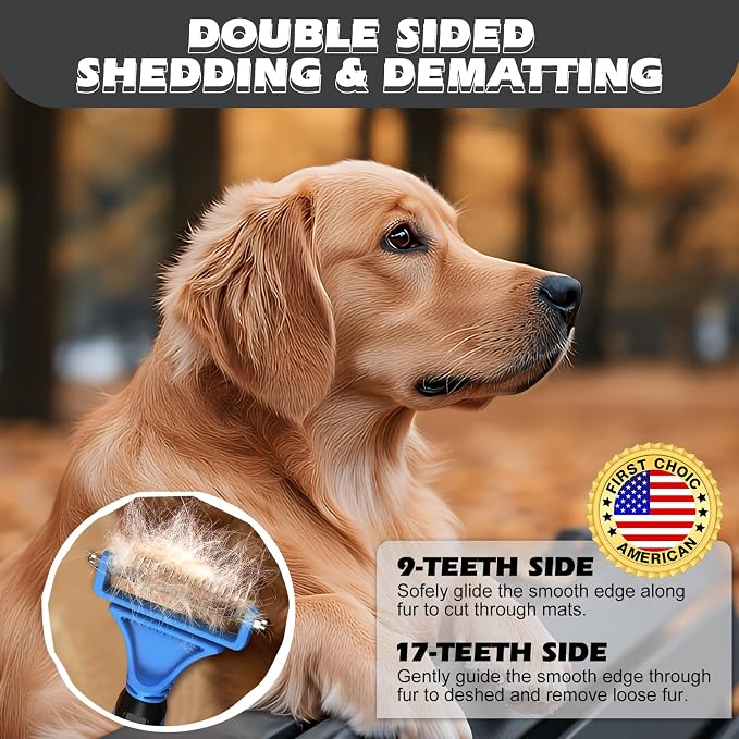 3PCS Pet Grooming Rake & Metal Comb & Flea Comb - Image 2