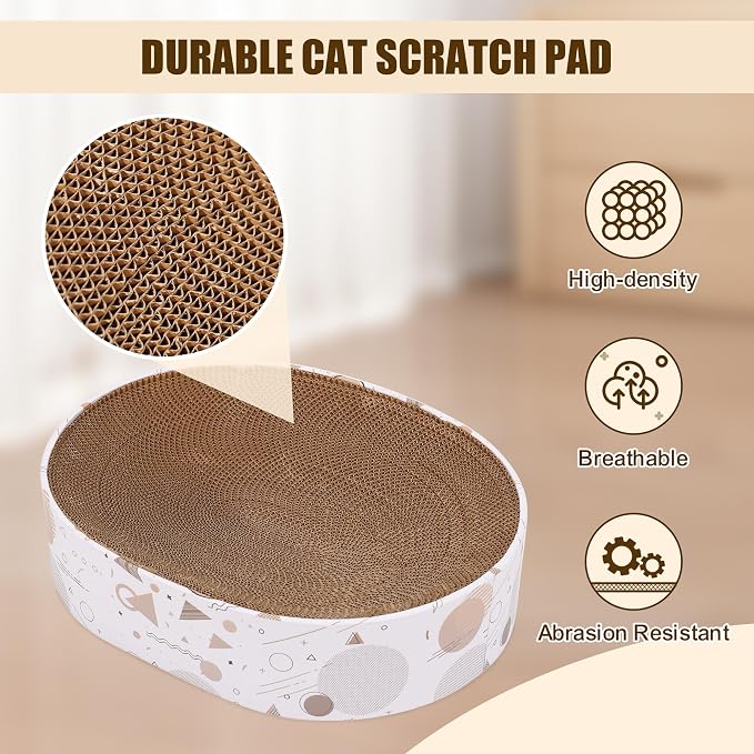 Oval Sturdy Cat Scratching Cardboard Pad Breathable Cat Scratch Pad, Cat - Image 5