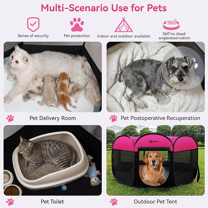 Dog Cat Playpen, Large Puppy Pet Playpen, Dog Crate Tent Cage Indoor/Outdoor - Image 4