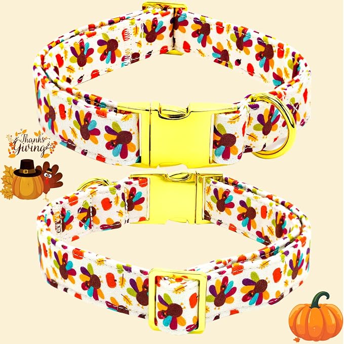 Thanksgiving Dog Collar, Turkey Dogs Collars Bow Tie Pet Collar Adjustable Pet - Image 4