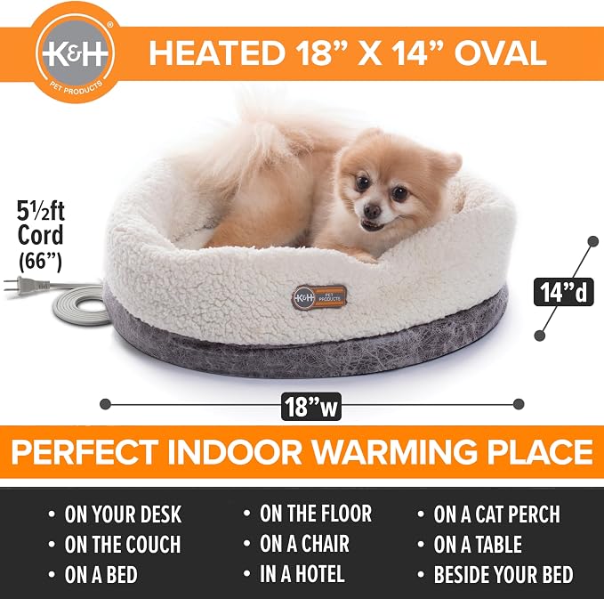 K&H Pet Products Heated Cat Bed Indoor, Thermo-Snuggle Cup Bomber Soft Heated - Image 2