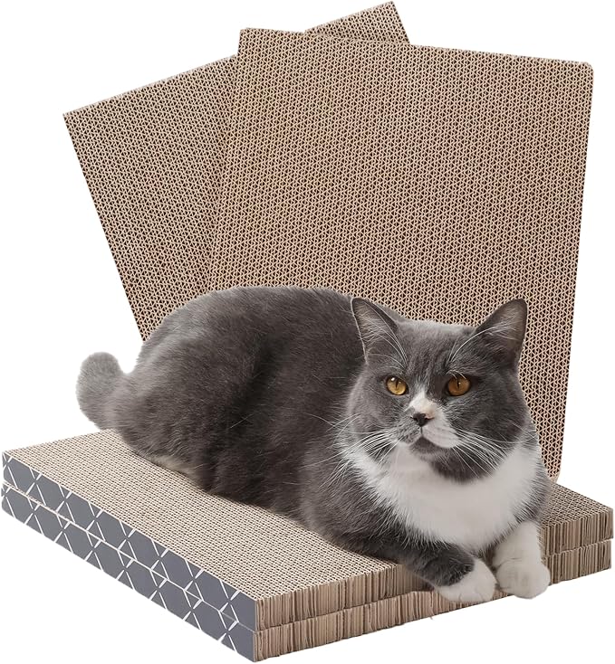 Hide & Scratch Cat Scratcher Pad – 4 Pack | Double-Sided Cardboard Refills by HideScratch