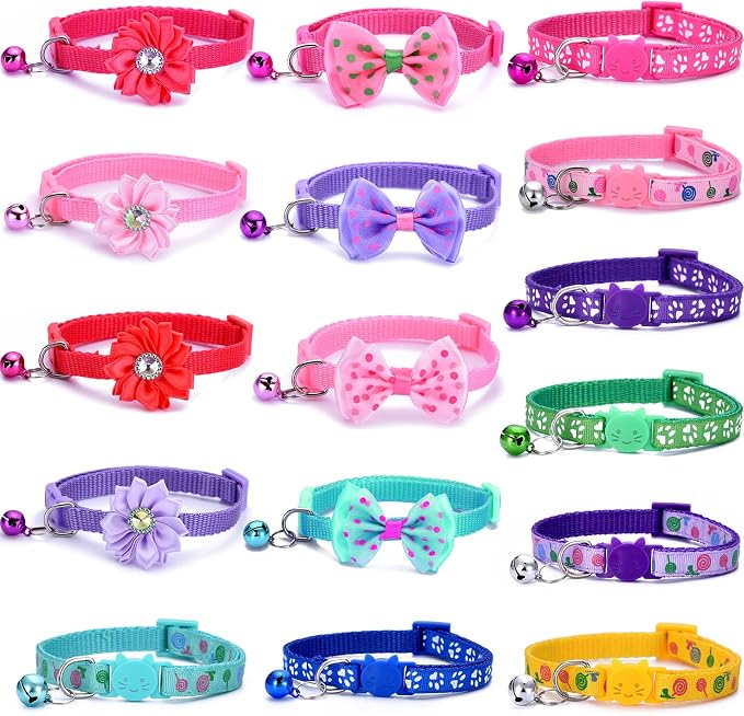 16 PCS Cute Cat Collars Breakaway by TAMHOO