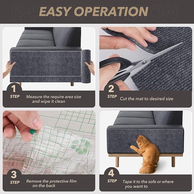 78.7"X15.8" Cat Scratching Mat, Self-Adhesive Cat Scratch Carpet, DIY Cats - Image 6