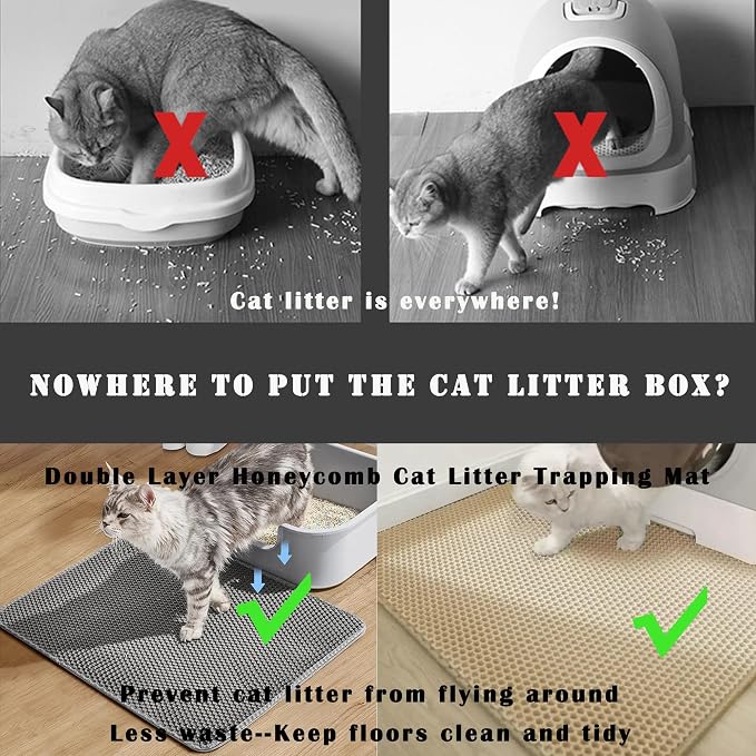 HCY&WLD 2-Pack Cat Litter Mat, Double Layer Honeycomb Waterproof Urine Proof - Image 2