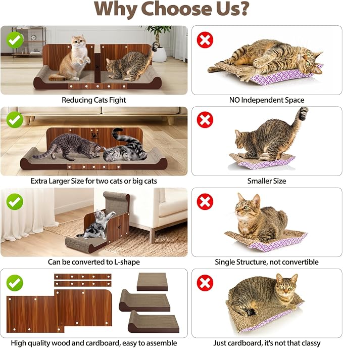34 Inch Cat Scratcher Bed, Upgraded Cardboard Scratching Pad, Extra Large Cat - Image 6