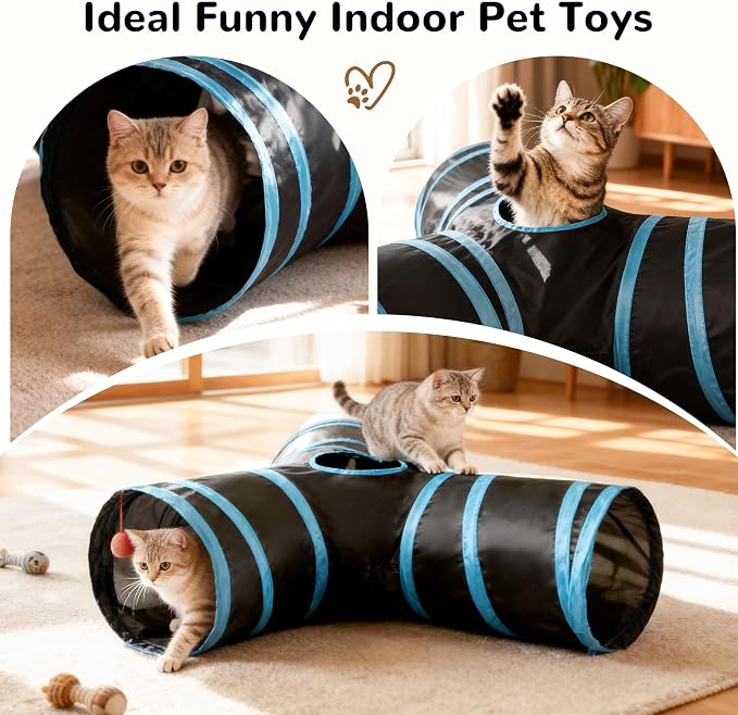 Tempcore Pet Tunnel Tube Cat Toys 3 Way Collapsible, Cat Tunnels - Image 4